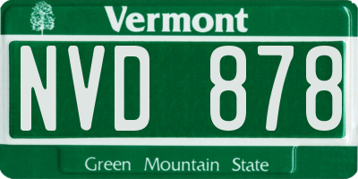 VT license plate NVD878