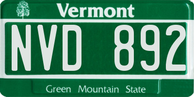 VT license plate NVD892