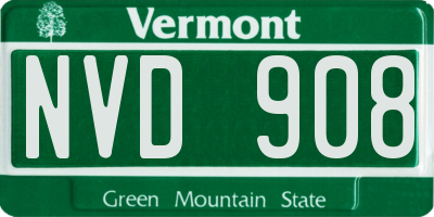 VT license plate NVD908