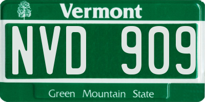 VT license plate NVD909