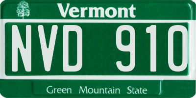 VT license plate NVD910
