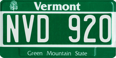 VT license plate NVD920