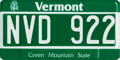 VT license plate NVD922