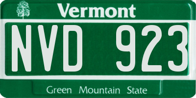 VT license plate NVD923