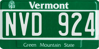 VT license plate NVD924