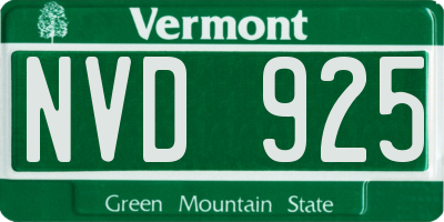 VT license plate NVD925