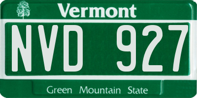 VT license plate NVD927