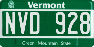 VT license plate NVD928