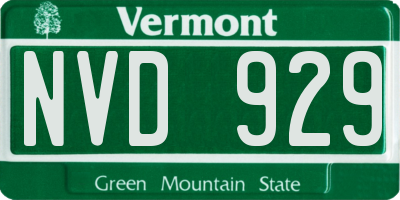 VT license plate NVD929
