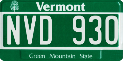 VT license plate NVD930