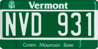 VT license plate NVD931