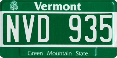 VT license plate NVD935