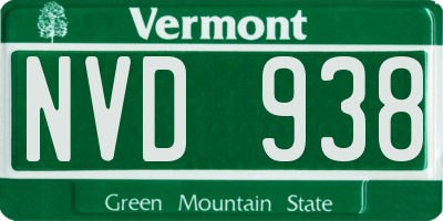 VT license plate NVD938