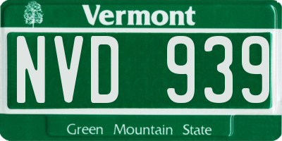 VT license plate NVD939