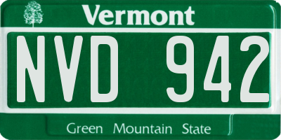 VT license plate NVD942