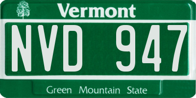 VT license plate NVD947
