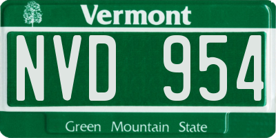 VT license plate NVD954