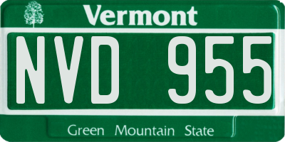VT license plate NVD955
