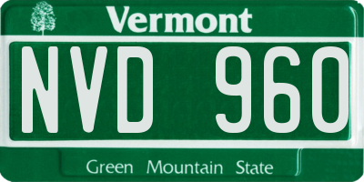 VT license plate NVD960