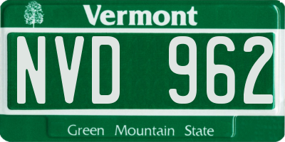 VT license plate NVD962