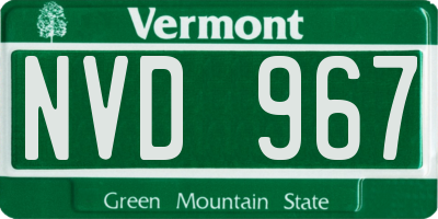 VT license plate NVD967