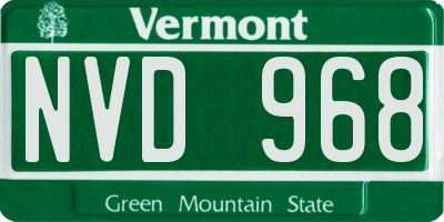 VT license plate NVD968
