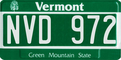 VT license plate NVD972