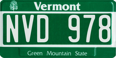 VT license plate NVD978