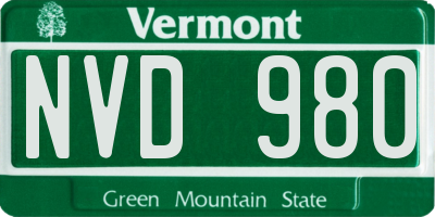 VT license plate NVD980