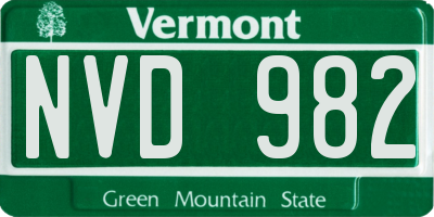 VT license plate NVD982