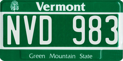 VT license plate NVD983