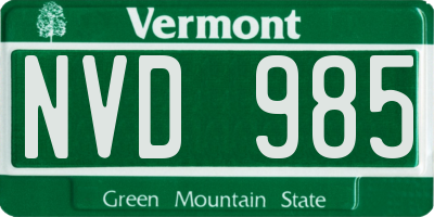 VT license plate NVD985