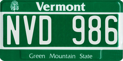 VT license plate NVD986