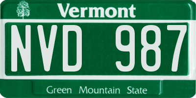 VT license plate NVD987