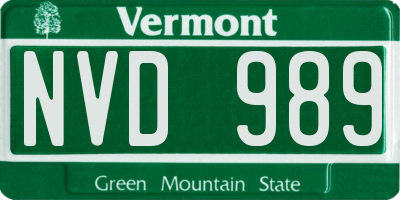 VT license plate NVD989