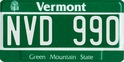 VT license plate NVD990
