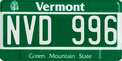 VT license plate NVD996