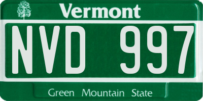 VT license plate NVD997