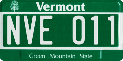 VT license plate NVE011