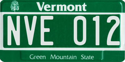 VT license plate NVE012