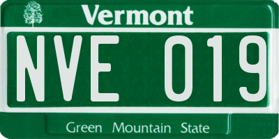 VT license plate NVE019