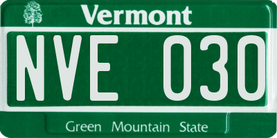 VT license plate NVE030