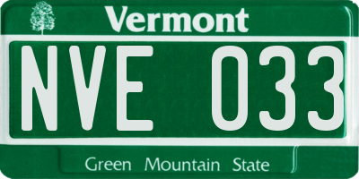 VT license plate NVE033