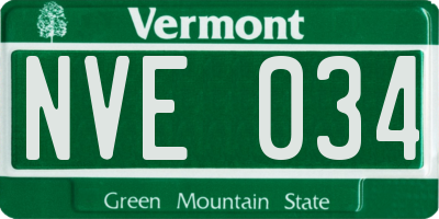 VT license plate NVE034