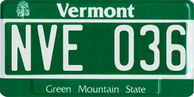 VT license plate NVE036