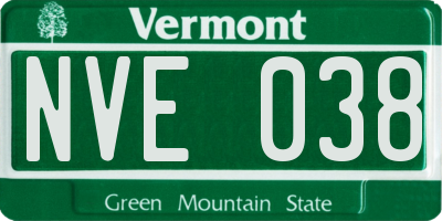 VT license plate NVE038