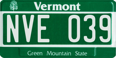 VT license plate NVE039