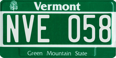 VT license plate NVE058