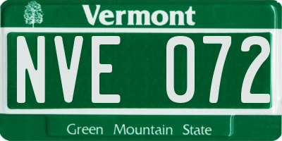 VT license plate NVE072