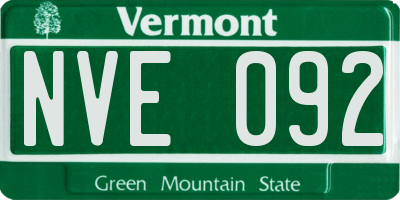 VT license plate NVE092